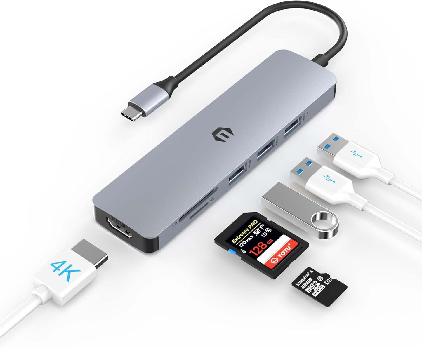 SUTOUG 6-in-1 4K 3.0/2.0 Docking Station USB C Hub with HDMI Adapter, USB Ports, SD/TF Card Reader, Dual Monitor Type C