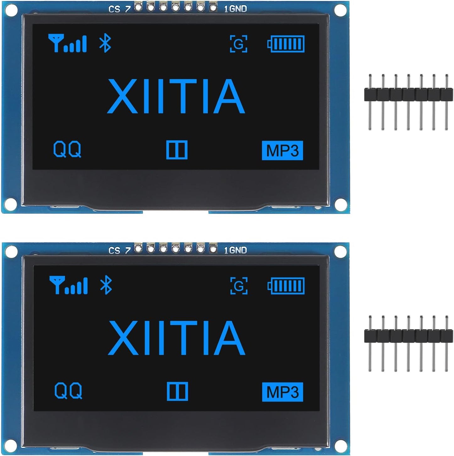 XIITIA 2pcs 2.42" SSD1309 128x64 2.42 Inch I2C 7 OLED Display Module OLED LCD Display Module IIC SPI Pin (Blue Light)