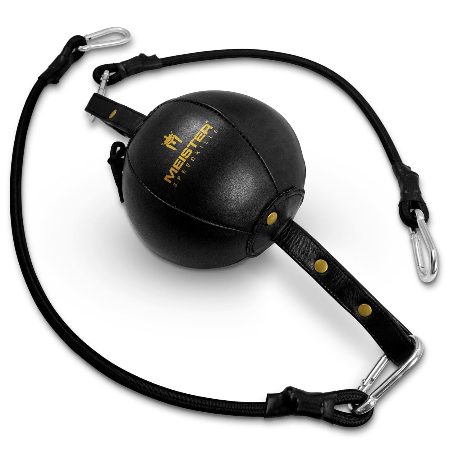 Meister SpeedKills Double-End Leather Speed Bag w/Bungees & Lightweight Latex Bladder - Black - Small (5.0")