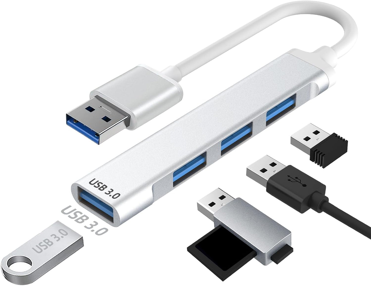SHMVQ 3.0 4-Port USB Hub, USB Hub USB Splitter USB Expander for Laptop, Xbox, Flash Drive, HDD, Console, Printer