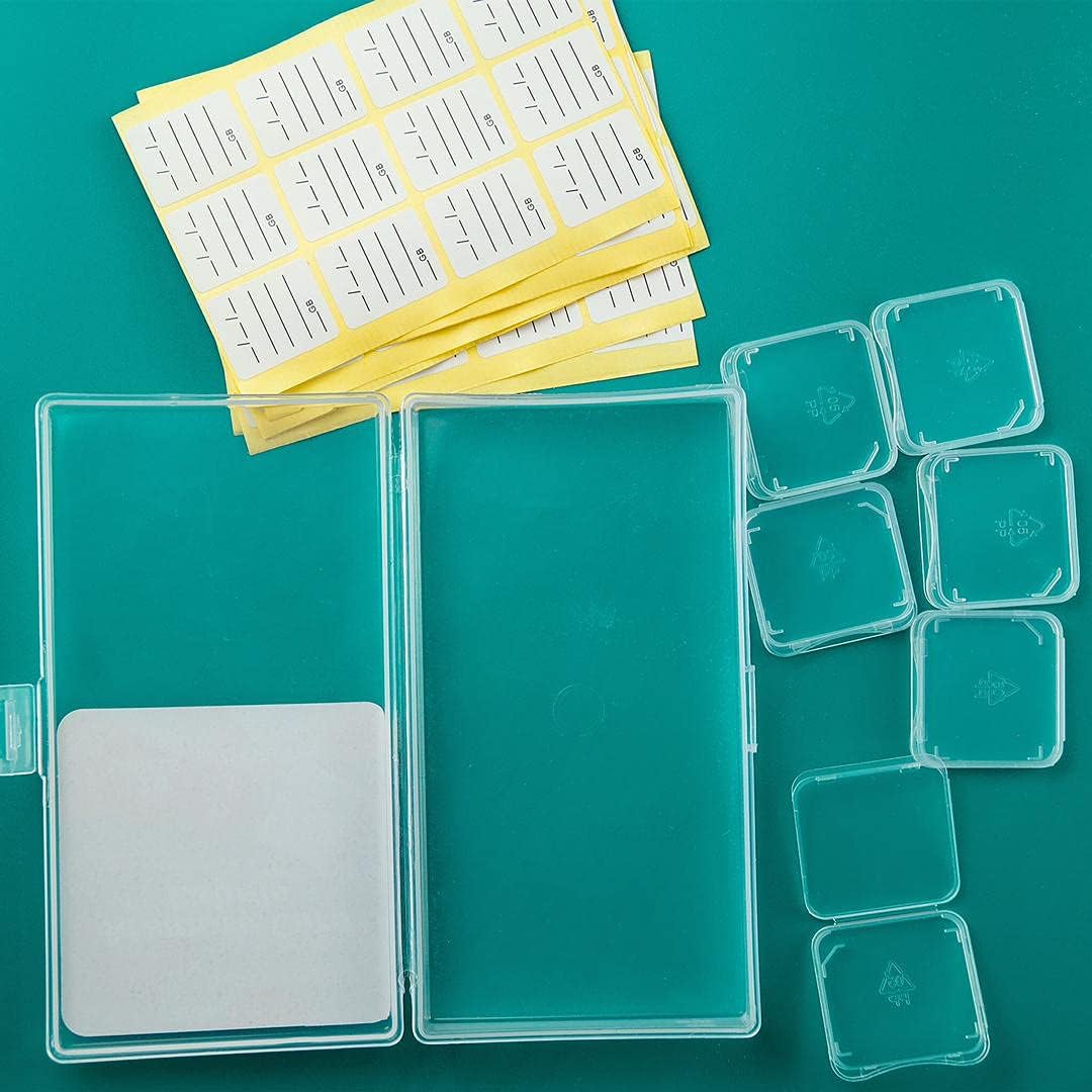 LeongLzt (120 Count) 6 SD Card Label Stickers/Flash Drive Labels with Free SD Card Cases & a Storage Box - Stick-On