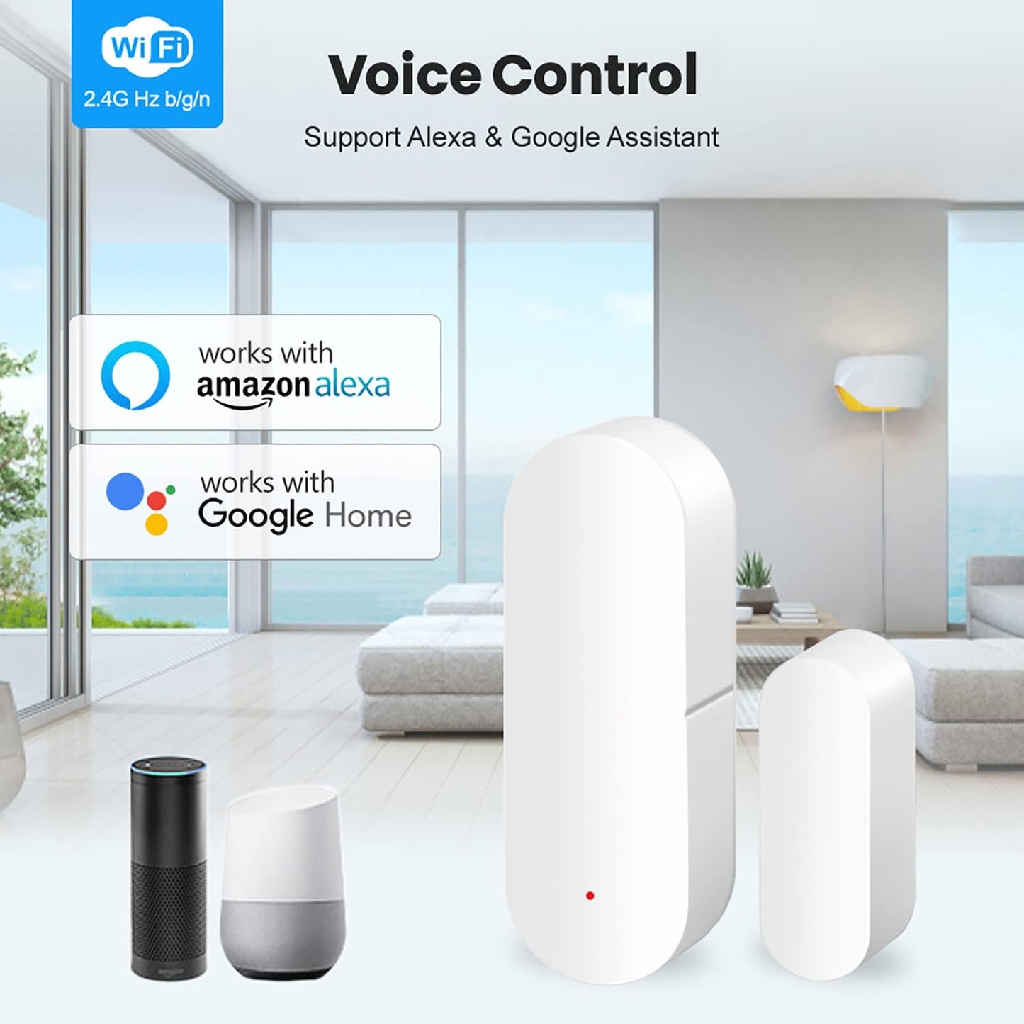 SENCKIT (1pack) WiFi Door Sensor: Smart Door Open/Closed Detectors, Wireless Window Sensor with App Notification Alert