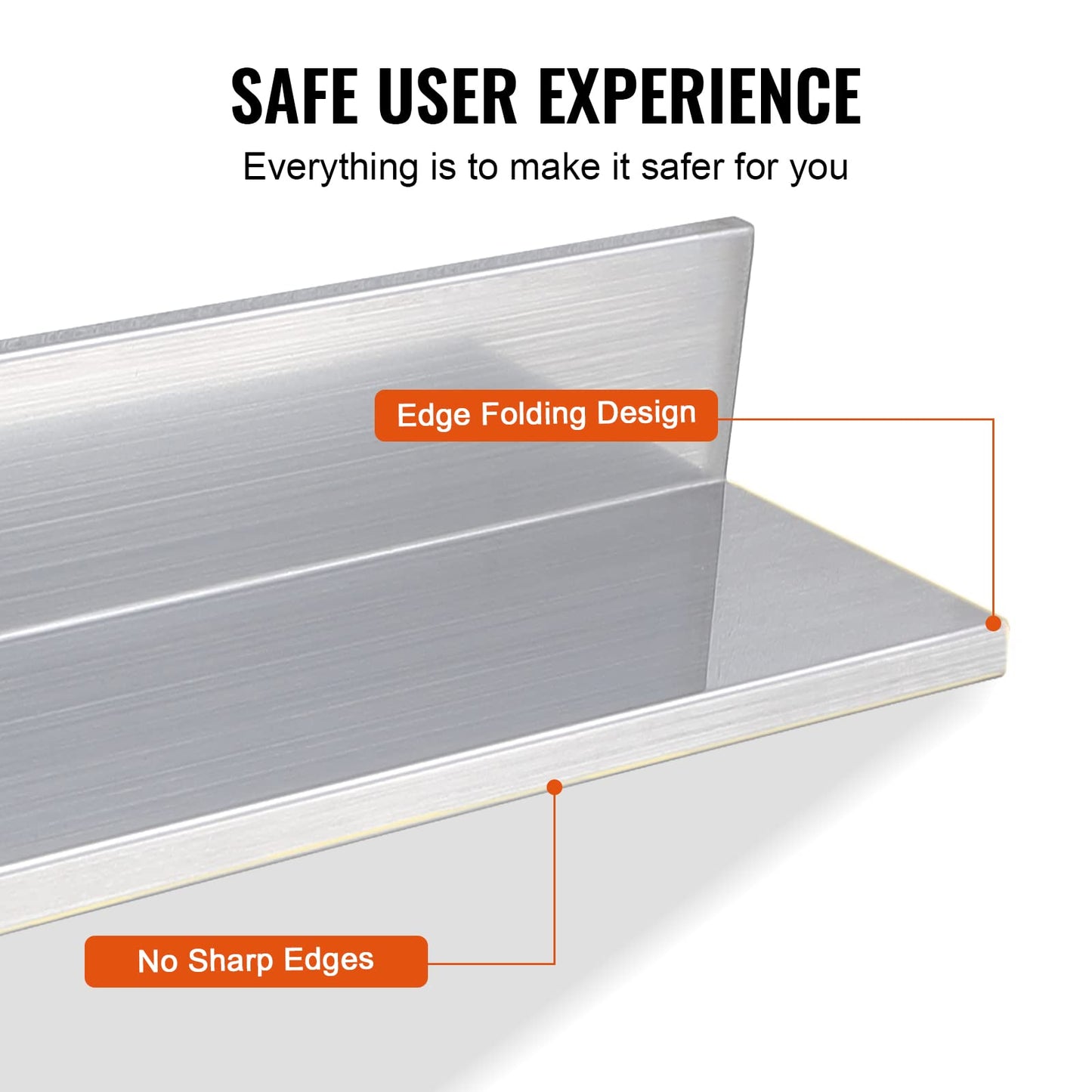 VEVOR 8.6" x 24" -2Pack Stainless Steel Shelf, Wall Mounted Floating Shelving with Backsplash, 44 lbs Load Capacity Commercial Shelves, Heavy Duty Storage Rack for Restaurant, Kitchen, Bar, Home