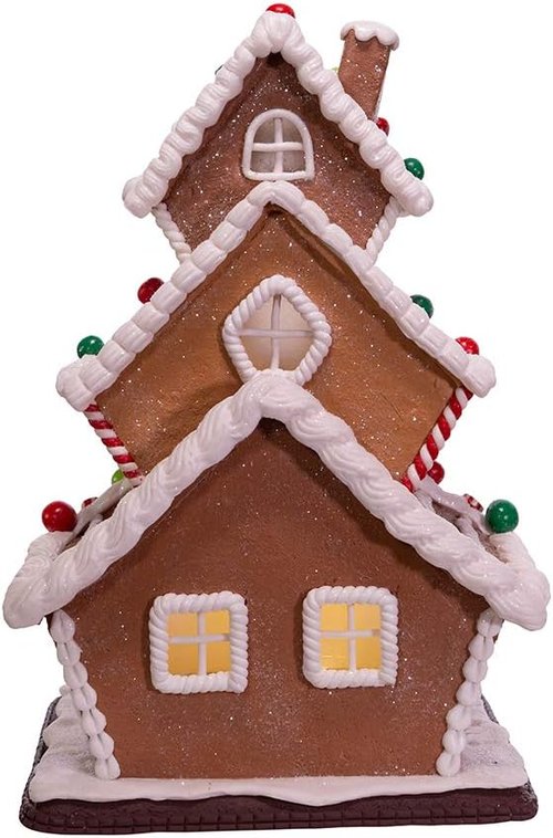 Kurt S. Adler 13-Inch LED Gingerbread Cookie House - 3-Layered Holiday Decor (GBJ0016)