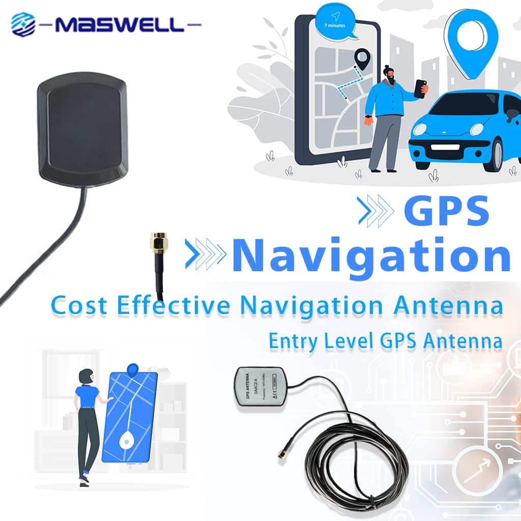 RF Outlet GPS Active Antenna Rectangular Shape SMA Connector Navigation Antenna Magnet Mount
