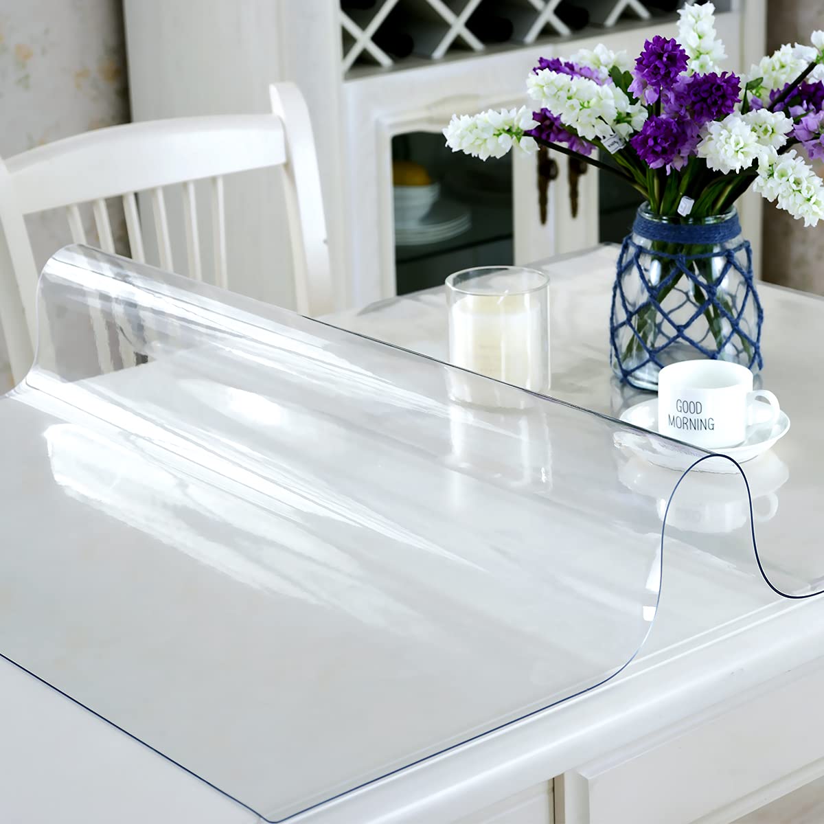 Royhom Clear Table Protector 40 x 62 Inch - 2mm Thick Plastic Table Cover, Clear Table Cover Protector Rectangle, Waterproof PVC Desk Mat for Coffee Table, Writing Desk, Dining Room, Dresser