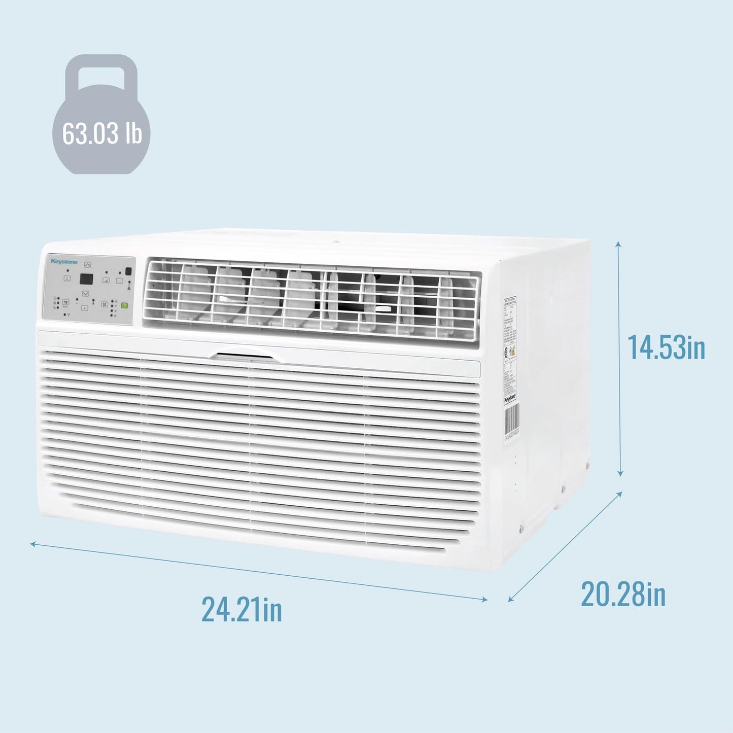 Keystone 12,000 BTU Wall Mounted AC Unit and Dehumidifier, 115V, Wall Unit for Bedroom, Bathroom, Nursery, and Medium Sized Rooms up to 550 Sq.Ft., AC Wall Unit with Remote, Quiet, High Efficiency AC
