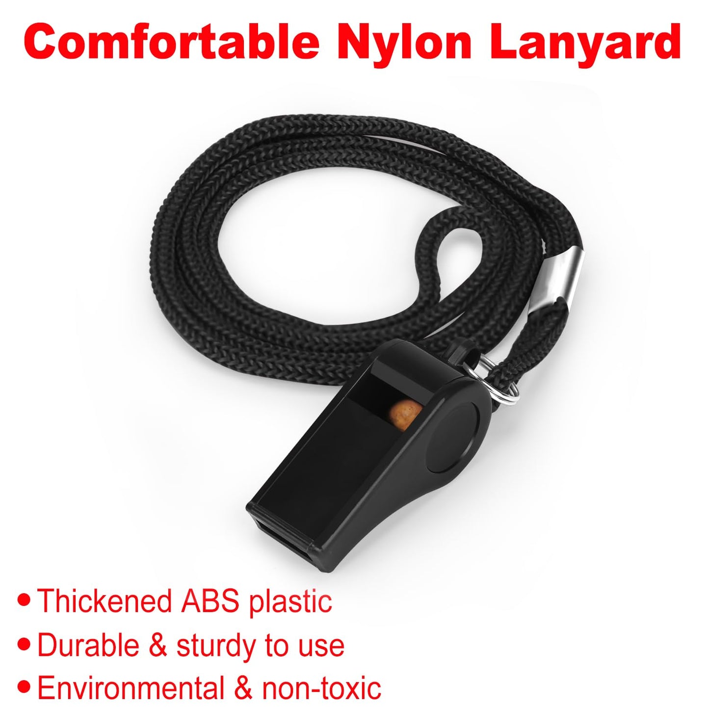 Whistle, Professional Sports Whistle with Lanyard, Loud Clear Black Whistles Great for Coaches, Referees, and Officials