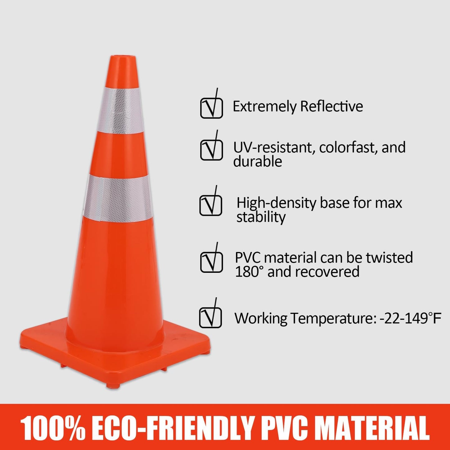 Traffic Safety Cones 28 inch 12 Pcs 28", Traffic Cones with Reflective Collars PVC Orange Construction Cones, Road Safety Parking Cones for Home Driveway Road Parking Use