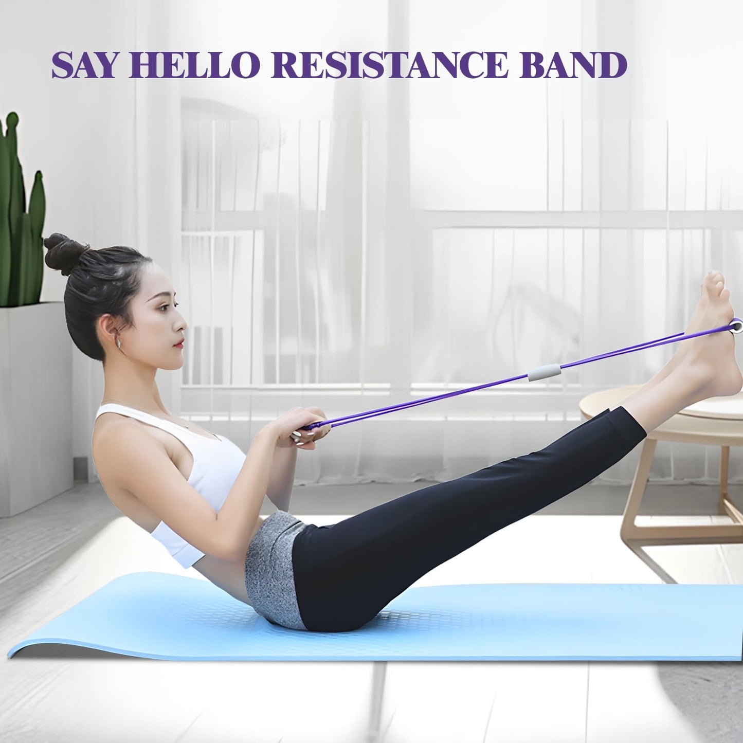 2 Pcs Resistance Band with Handles,Figure 8 Resistance Band,Suitable for Full Body Exercise, Strength Training,Flexibility, Exercise Elastic Rope,Suitable for Home,Gym (Purple)
