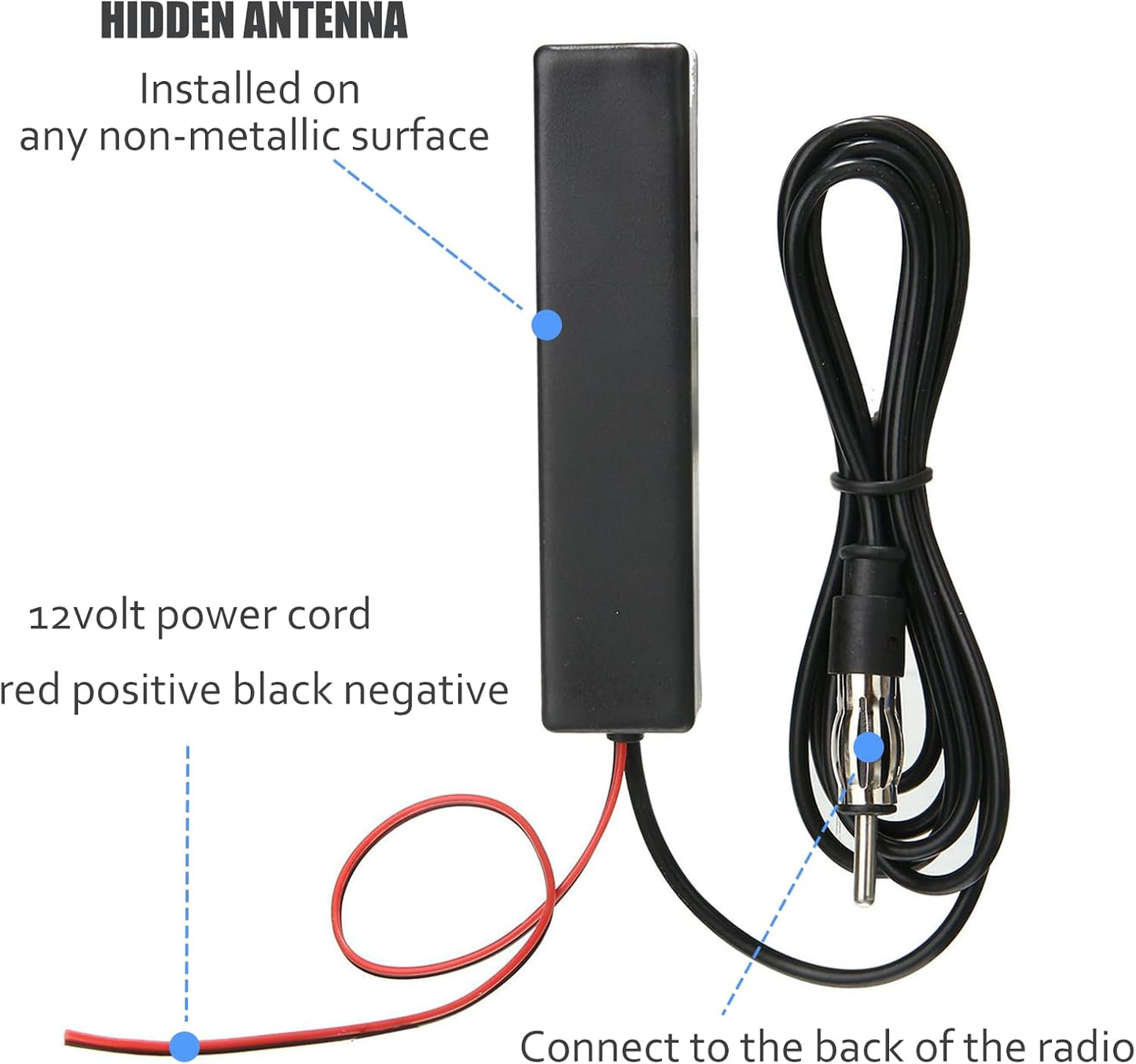 KSaAuto 12V Car Antenna Booster Stereo FM AM Radio Signal Amplifier Amp for Car Vehicle Truck SUV Boat Marine UTV RV