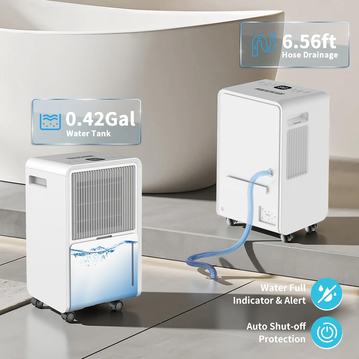 HXCOCKCROW Dehumidifier for Home Basement, 17 Pints Dehumidifiers with Drain Hose for 550 Sq. Ft Bedroom Bathroom Small Room RV, 3 Working Modes, Smart Humidity Control, 24H Timer, Auto Defrost
