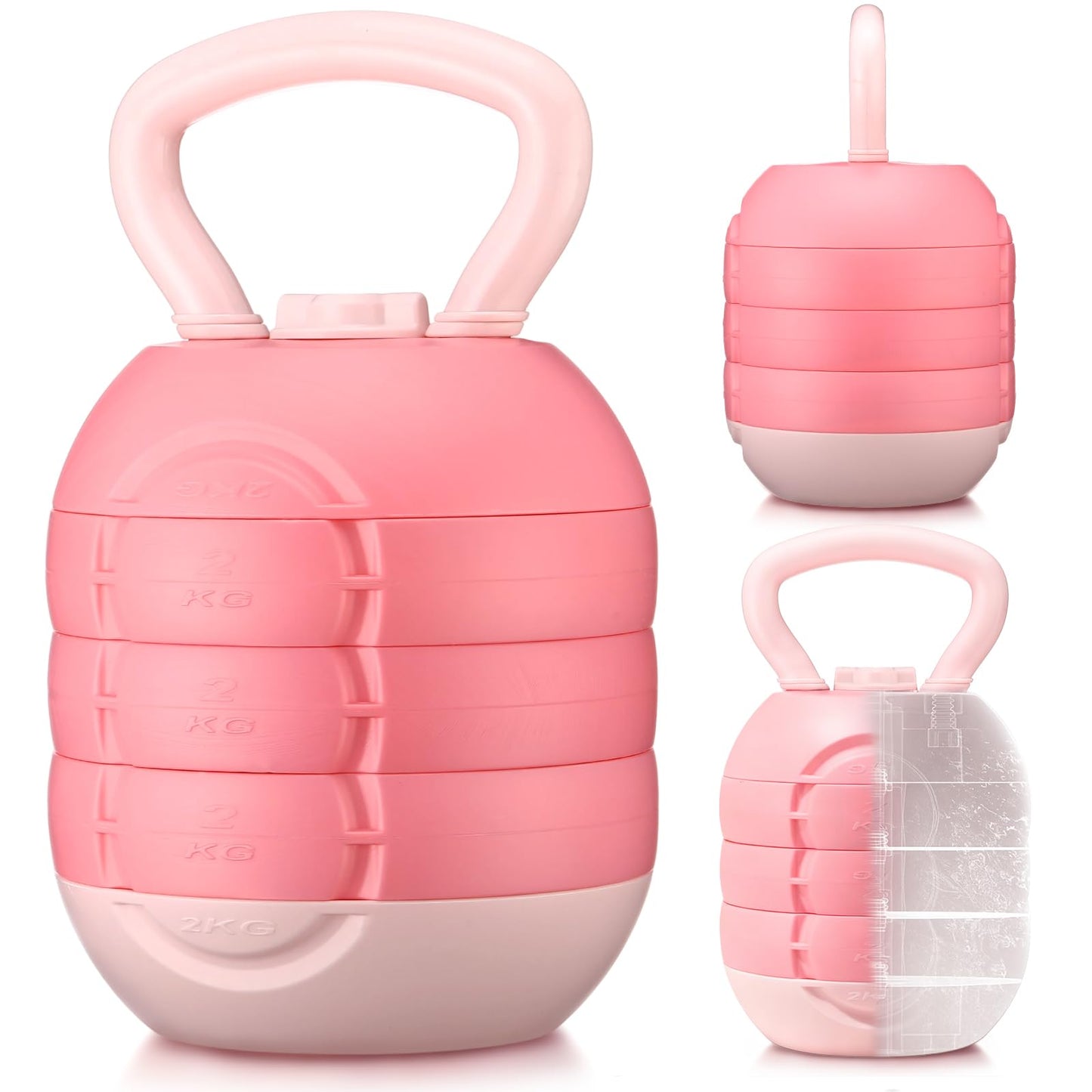 JolliLudo Adjustable Water Filled Kettlebell 5/8/13/17/22 lb Water Filled Kettlebells Weights Set for Home Gym, Kettle Bell Sets for Women at Home and Cross-training Exercise(Pink)