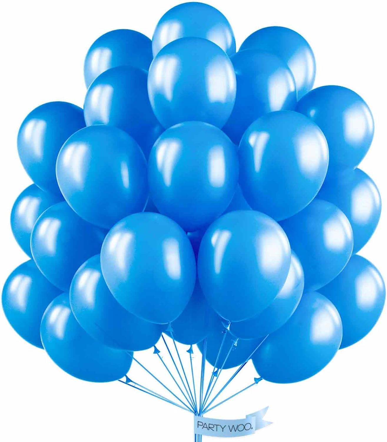 PartyWoo 12-Inch Pearl Azure Blue Balloons - Perfect for Birthday, Baby Shower & Wedding Decor