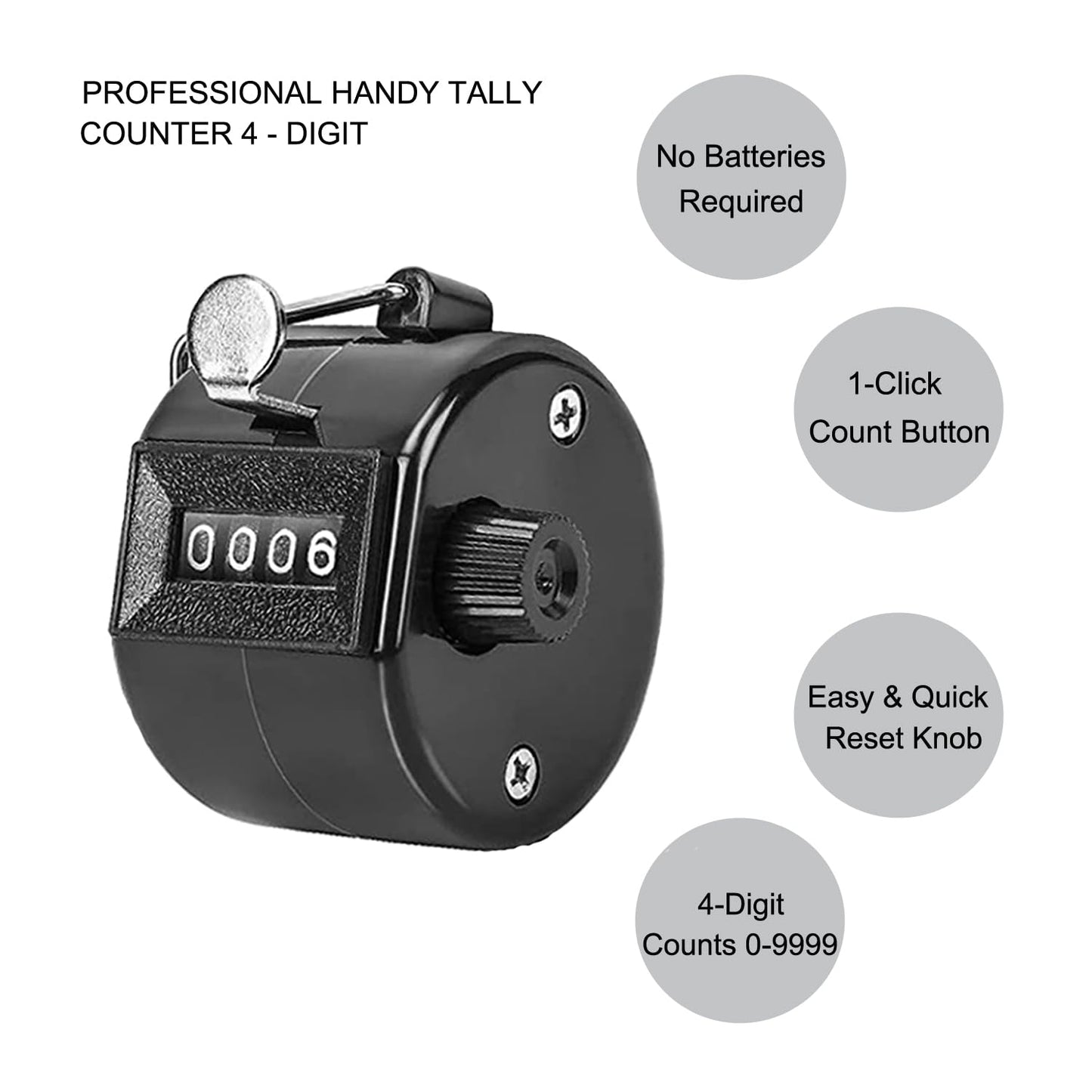 Clicker Counter Handheld Tally Counter 4-Digit Number Counter, 2 Pack Hand Mechanical Counters Clickers Pitch Umpire Click Counter for Coaching, Knitting, People, Lap, Fishing, Golf, (Black Green)