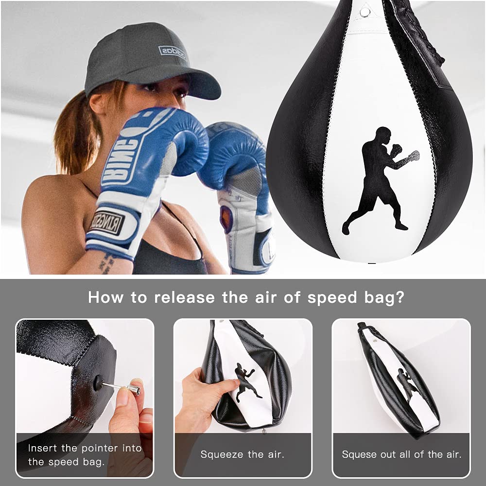 Benelabel Speed Bags for Boxing with 360° Swivel Mount Leather Boxing Speed Bag with Hanger and Inflator - Easy to Install and Use - Improve Your Speed and Reflexes