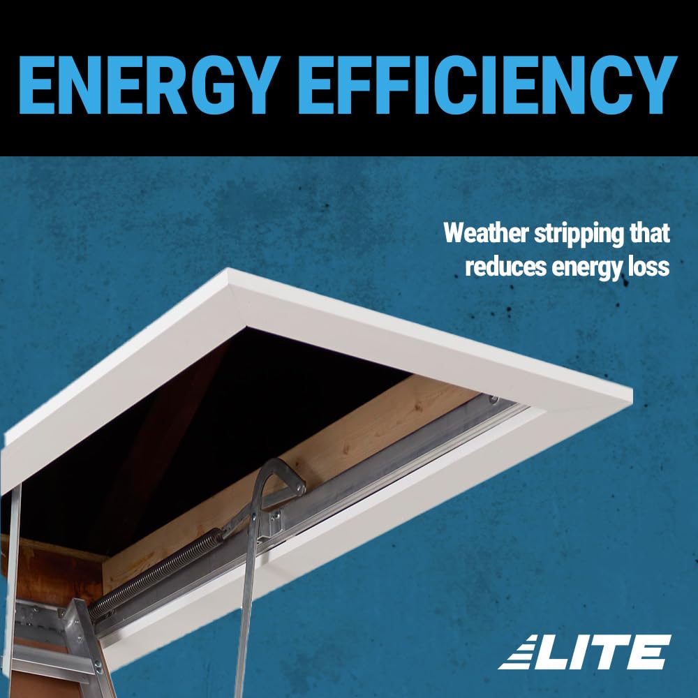 LITE 10-Foot Aluminium Attic Ladder 54" W x 22.5" H (Rough Opening), 375-Pound Load Capacity, Type IAA, AP2240MS