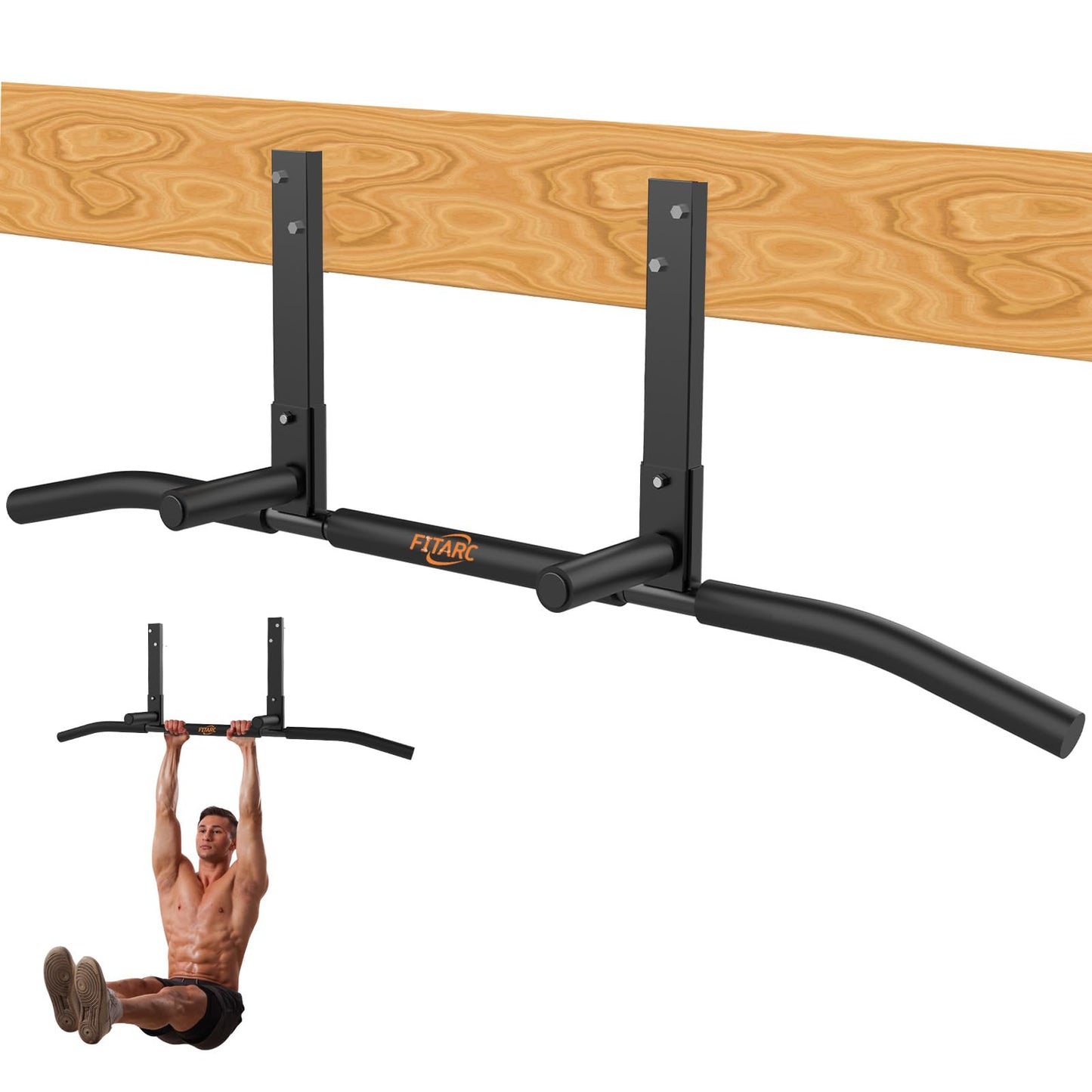 Fitarc Joist Mount Pull Up Bar, Chin Up Bar Ceiling Mount, Heavy Duty Home Gym Workout Equipment, Upper Body Trainer, 42 in Wide -Patent Pending