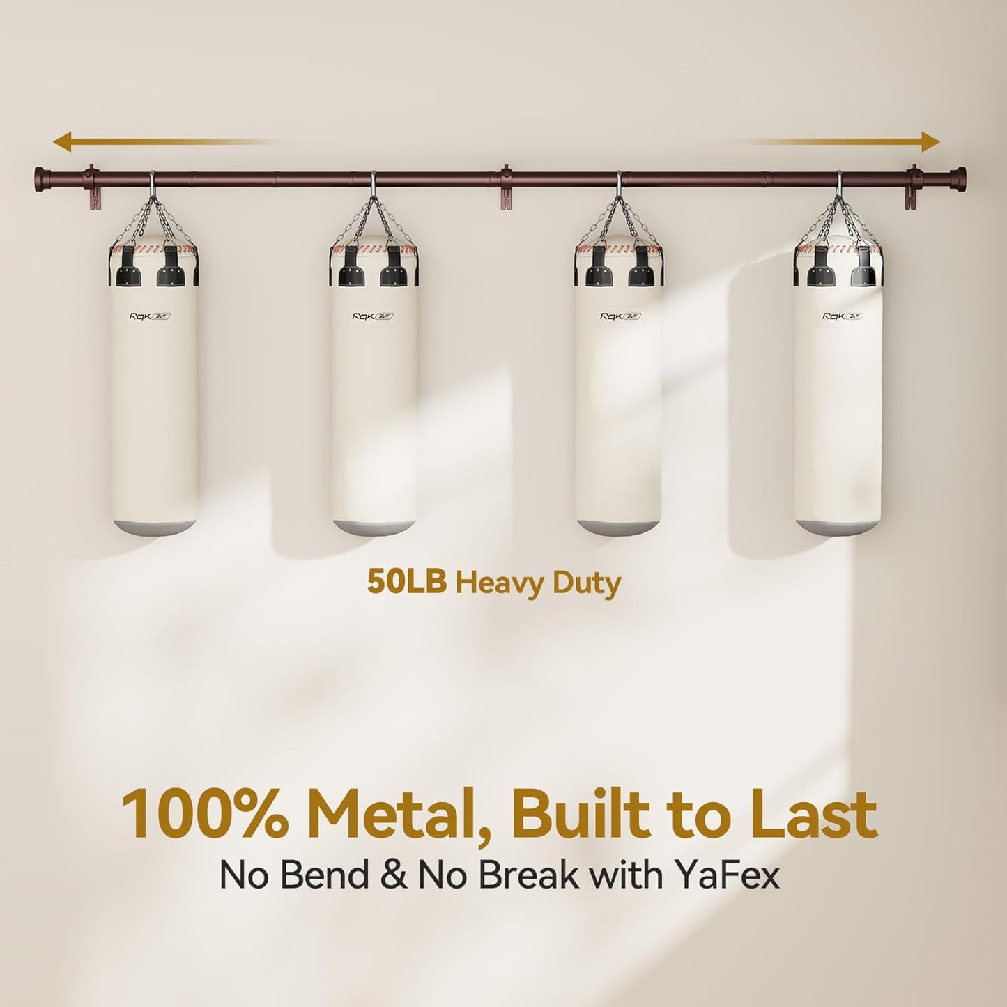 YaFex Curtain Rods - Heavy Duty 1 Inch Adjustable Window Treatment Rods | 32-144 Inch, Bronze Finish