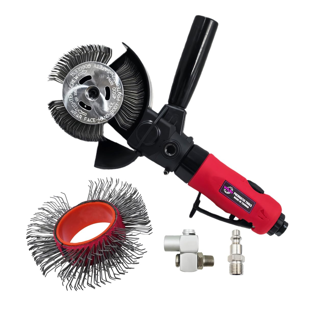 Pneumatic Surface Removal Tool for Remove Derusting Glue, Corrosion, Stripping and Paint Wire Abrasive with 0.7mm Bent Tip Wire Brush Wheel Kit