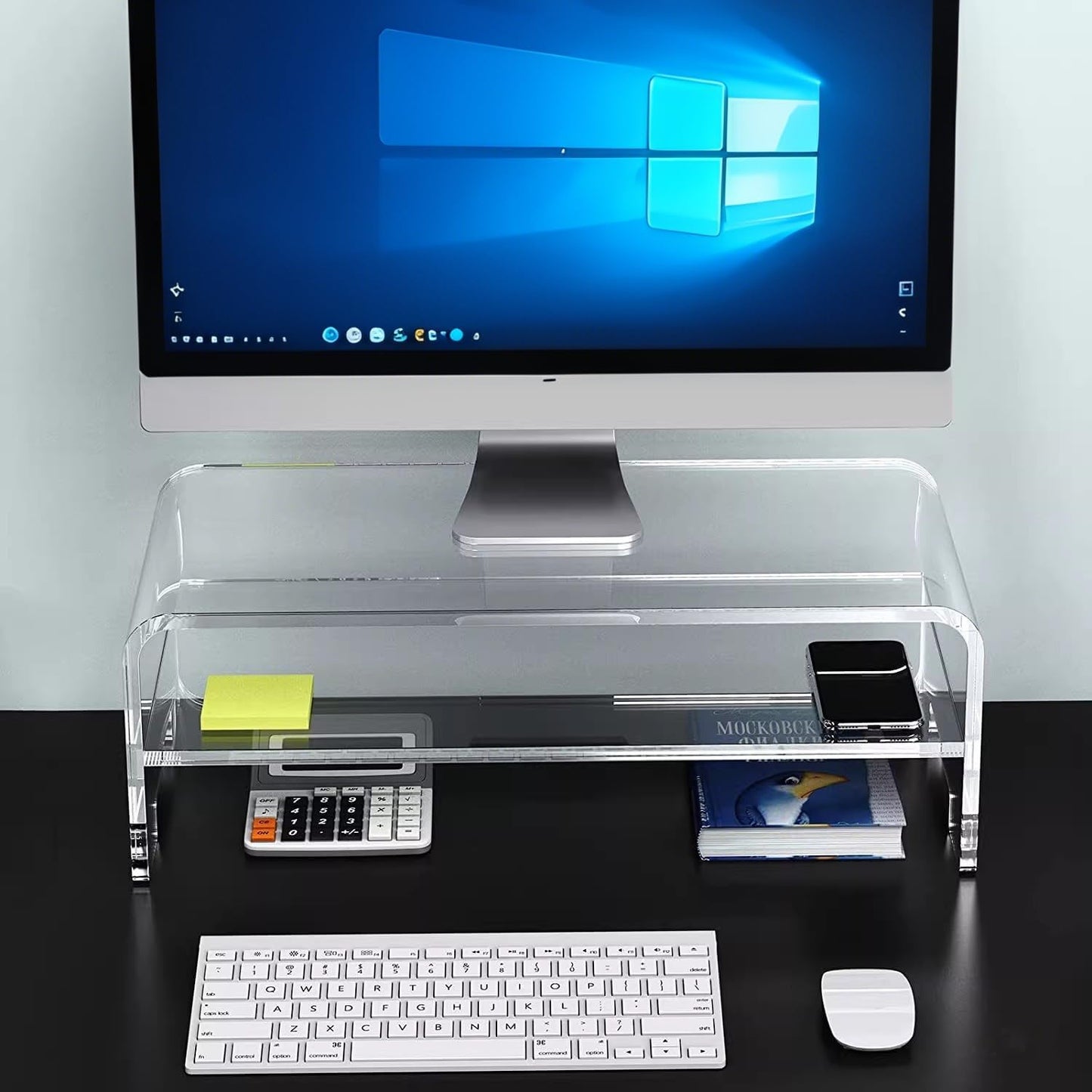 Generic 2 Riser16 inch Acrylic Monitor Stand, Tier Computer Monitor Stand Acrylic Computer Monitor Stand Riser