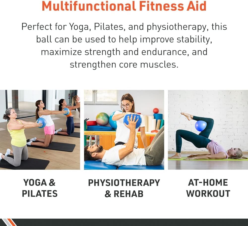 Body Sport Core Fitness, Yoga and Pilates, Excercise Fusion Ball, Core Training, Physical Therapy, Balance, Stability, Stretching, Improve Health, Non-Latex, 7.5" Diameter