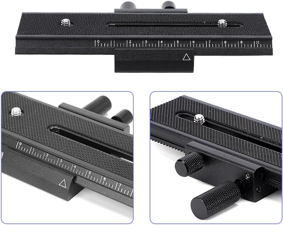 Joyzan 2 1/4" Macro Focusing Rail Slider, Way Shot Focus Mount Camera Flash Support Bracket Holder Photography Closeup