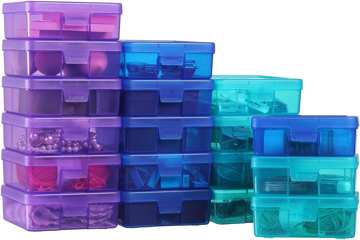 Novelinks 18-Pack Small Plastic Storage Containers - Clear Stackable Organizers with Lids for Arts & Crafts