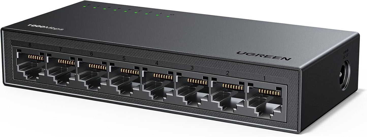 UGREEN 8 Ethernet Switch, Port Gigabit Ethernet Splitter, Plug & Play, Wall Mount & Desktop Network Switch Hub
