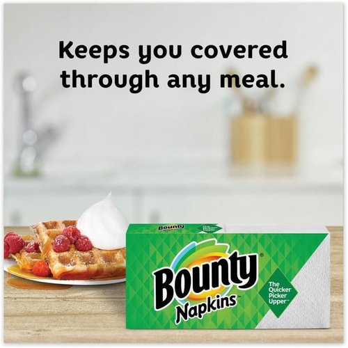Bounty Quilted Napkins - 1-Ply, White, 12.1" x 12", 200 Count | 8 Packs Per Carton