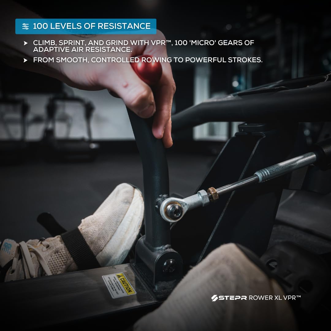 STEPR Rower XL VPR, Air Resistance Rower with Patented VPR Air Resistance Technology, Full-Body Ergometer