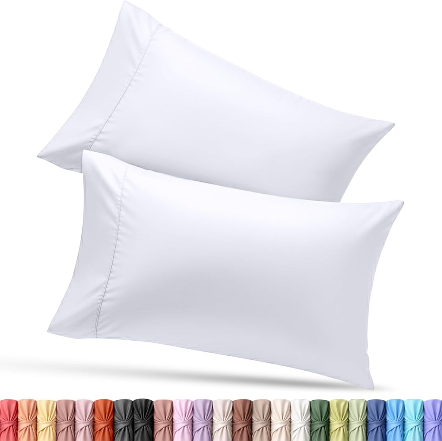 Utopia Bedding Standard Pillow Cases - Soft Brushed Microfiber - 2 Pack, White | 20 x 26 Inches