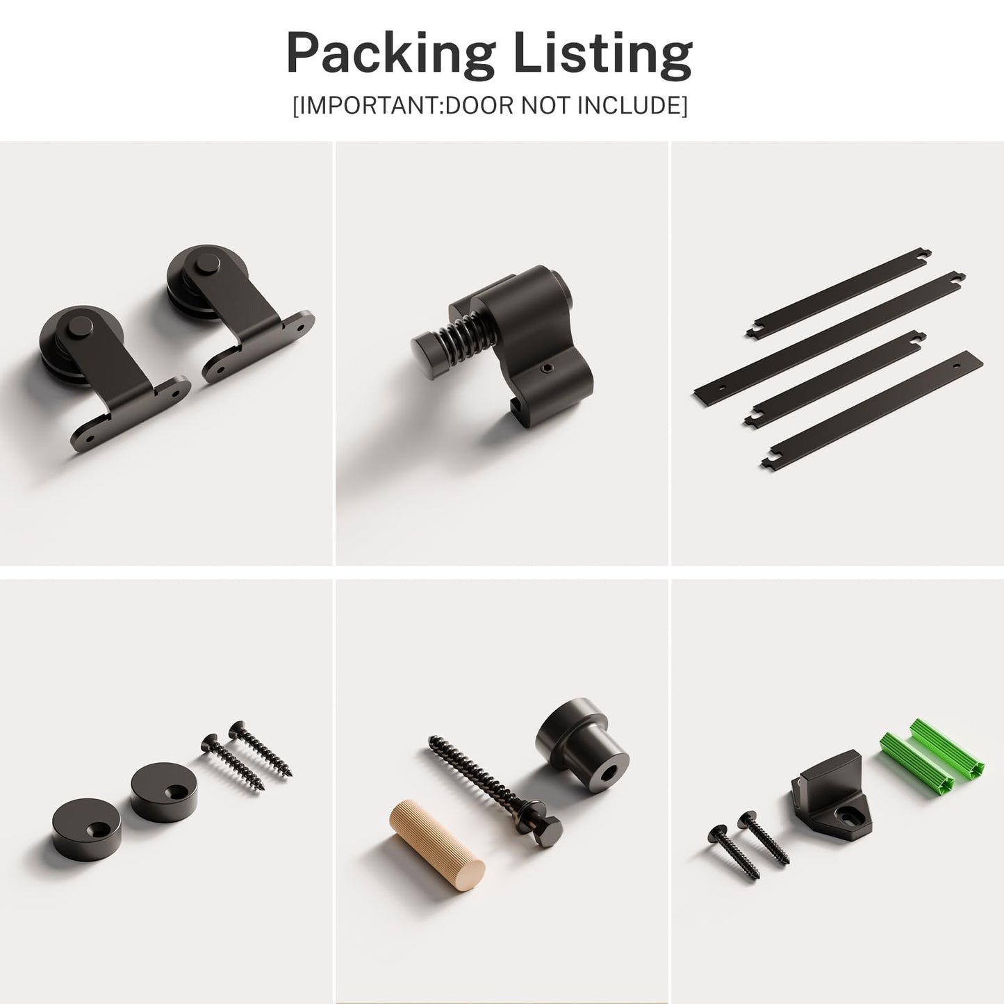 BONIKLUBA 80" Sliding Barn Door Hardware Kit,Heavy Duty Top Mount Barn Door Track Kit,Black T Shape Hanger Set for Single Door Use