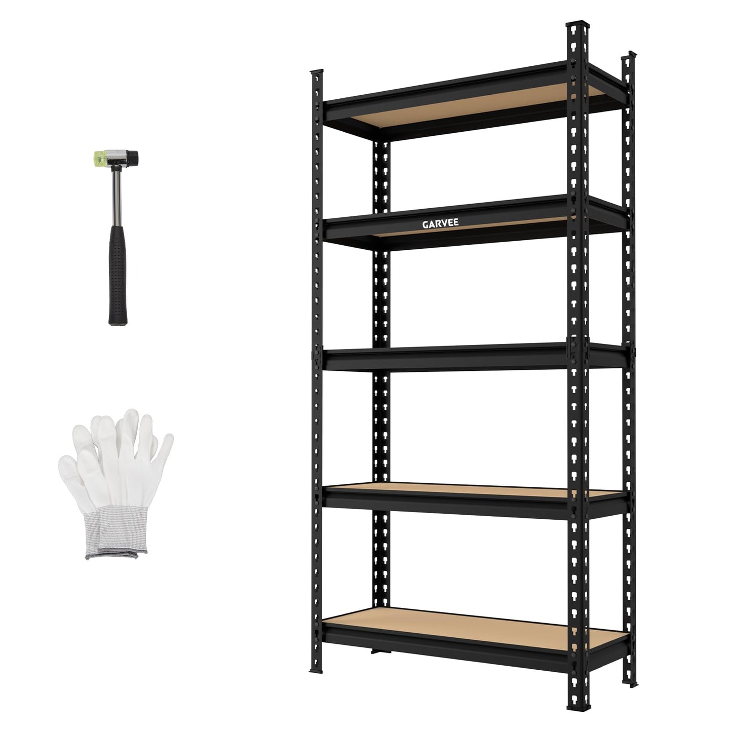 Garvee 5-Tier Heavy Duty Storage Shelves, 2204 lbs Capacity Adjustable Garage Shelving Unit with MDF Boards, Metal Standing Shelf Organizer for Kitchen, Pantry, Basement - 30" W x 12" D x 60" H