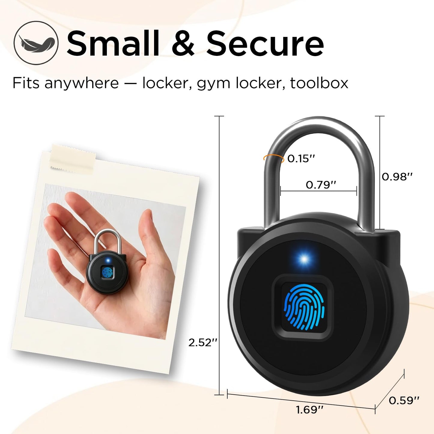 Fingerprint Lock, Dhiedas Gym Locker Lock with Fingerprint Bluetooth APP, Biometric Finger Print Padlock with Keyless, Waterproof Smart Padlock for Locker School Suitcase Cabinet Storage