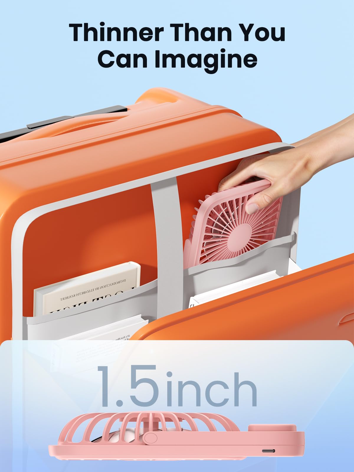 TOPK 2 Pack 5000mAh Portable Desk Fan, Ultra-Thin Rechargeable Battery Operated Fan with Digital Display, Quiet 4-Speed Small Personal Travel Fans for Office, Bedroom, Cruise, Outdoor