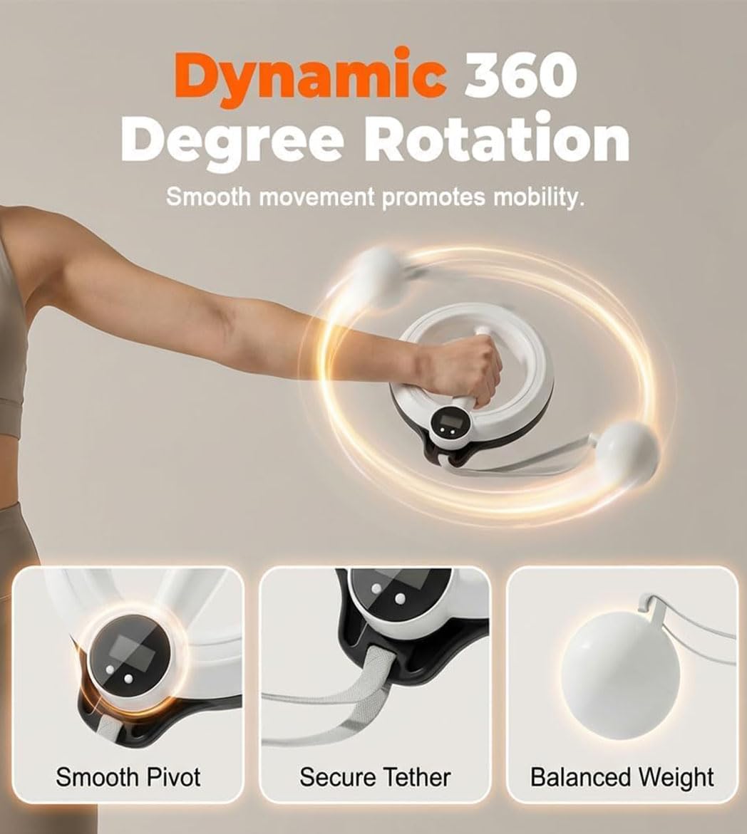 360° Infinity Arm Hoop, Arm Workout Equipment for Men and Women Flabby Arm Exerciser with Digital Tracker Shoulder Reliever Home Gym Workout Fitness Trainer for Chest and Upper Body Strength