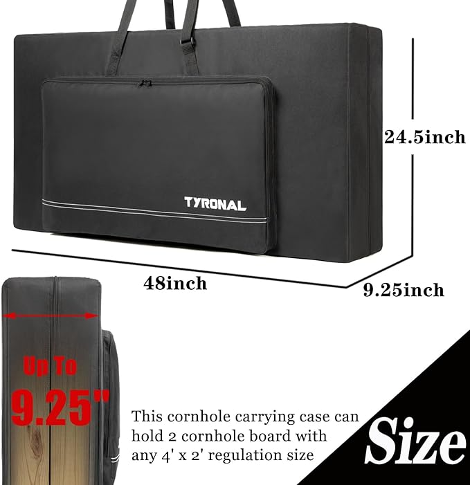 Cornhole Carrying Case Fits 4' x 2' Regulation Size Board, Cornhole Carrying Bag with Protective Padded Foam and One large pockets for Cornhole Outdoor Games, Only Bag. (Black)