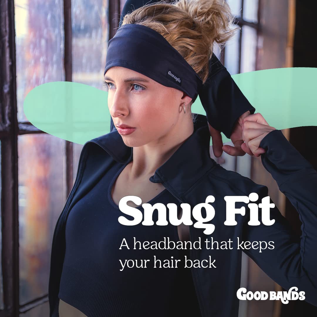 Sweatband for Men and Women - Unisex Non Slip Headband that Wicks Moisture and Eliminates Excess Sweat - Durable & Long-Lasting - Running, Sports, Gym (Black, Single)