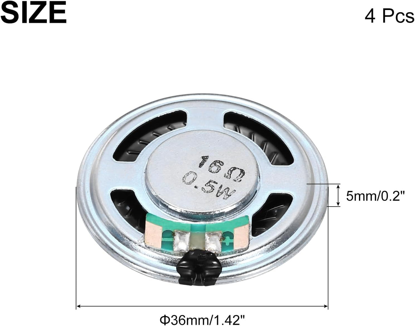 uxcell 4 0.5W 16 Pcs Ohm Small Speakers Metal Shell Round Internal Micro Magnet Speaker for Mini Speakers DVD EVD