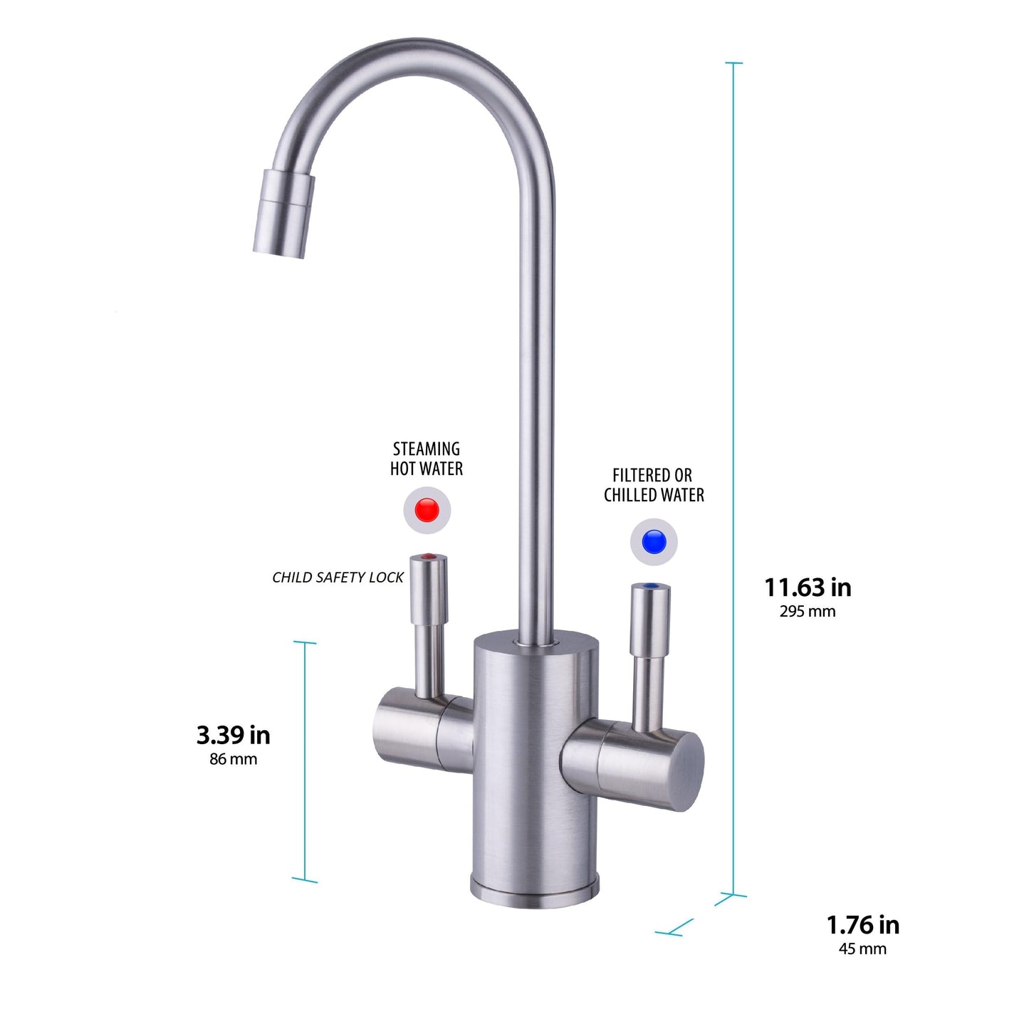 American Standard ASH-110 Hot Water Dispenser, Includes Brushed Nickel Dual Handle Water Faucet 780 Watts, 110v