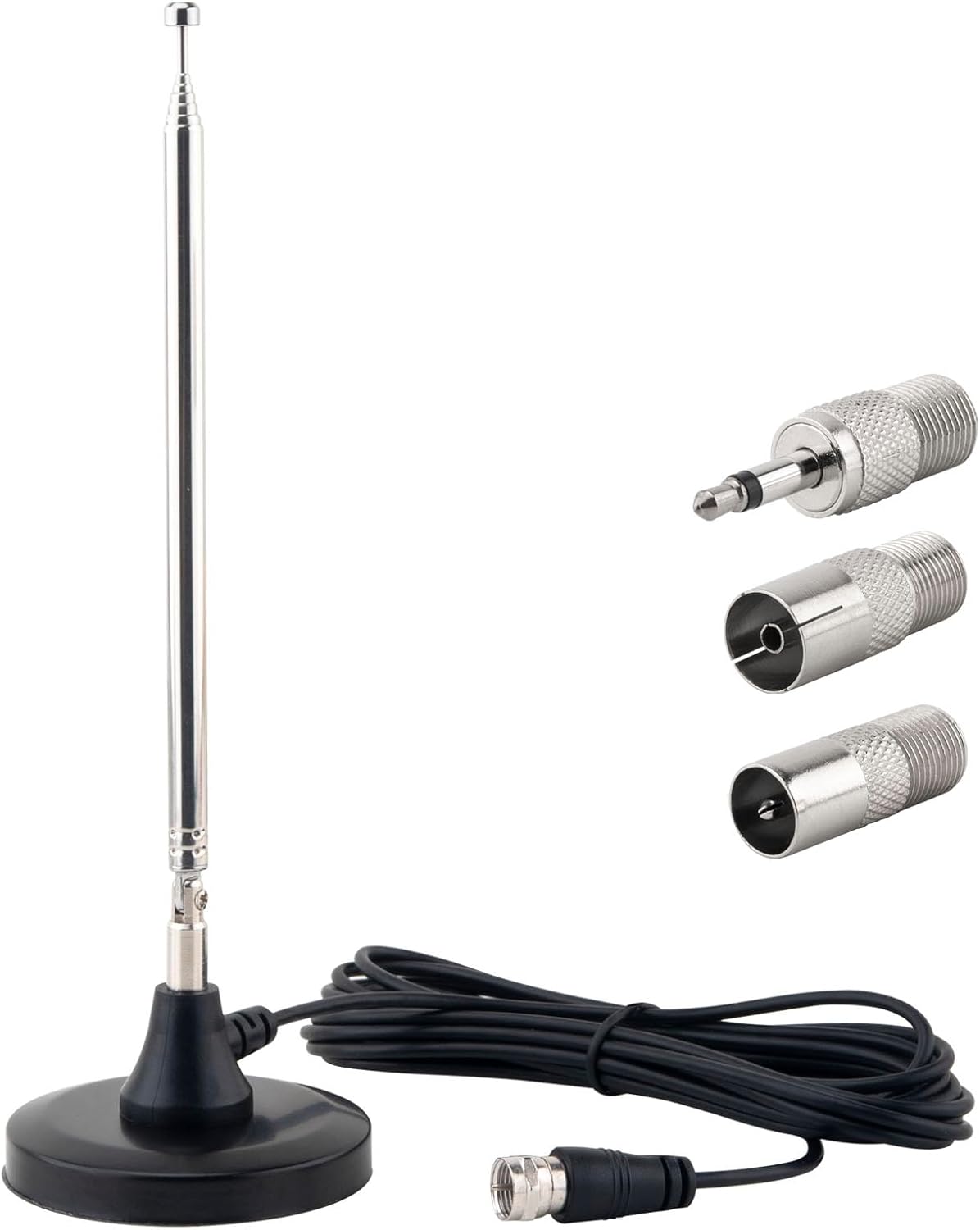 Kaunosta 10ft FM Antenna for Stereo Receiver Indoor, Telescopic FM Radio Antenna Heavy-Duty Magnetic Base with Cable