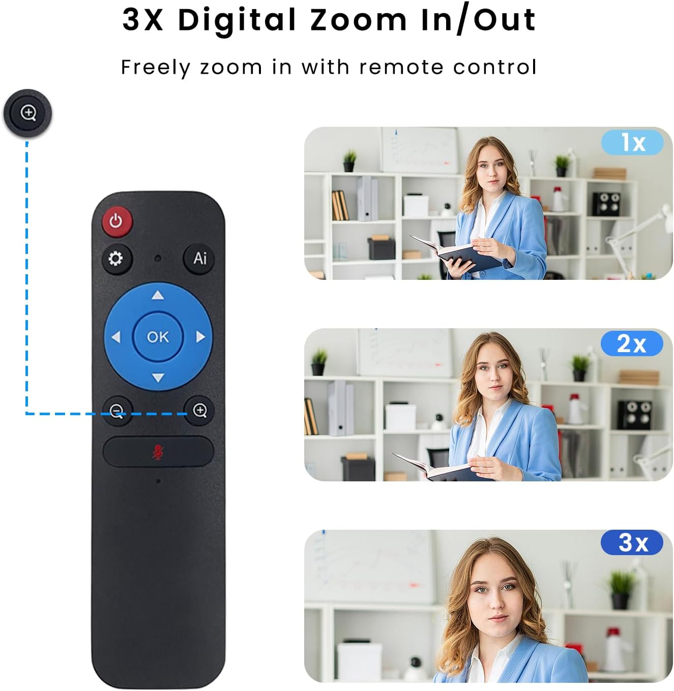 CIRICO L52 4K 1080P 60FPS, 90 UltraCam Webcam, FOV, AI Framing, Remote Control, Privacy Cover, Noise-Canceling Mic