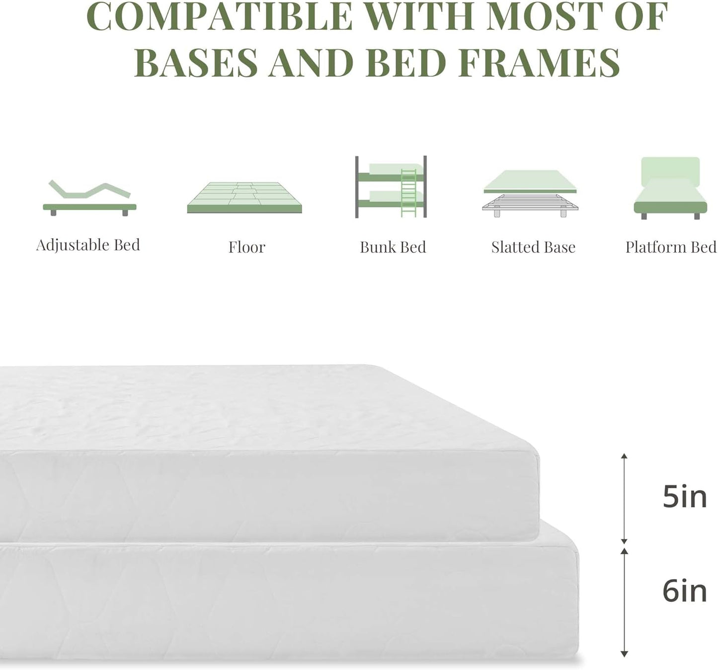 Skiennix 5-Inch Twin Size Memory Foam Mattress - Medium Firm Support, Pressure Relief, CertiPUR-US Certified