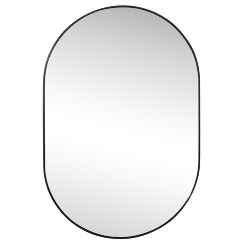 JONATHAN Y MIR202A Milly 24 in. W x 36 in. H Medium Oval Metal Framed Wall Mirror, for Bathroom, Living Room, Bedroom, Black