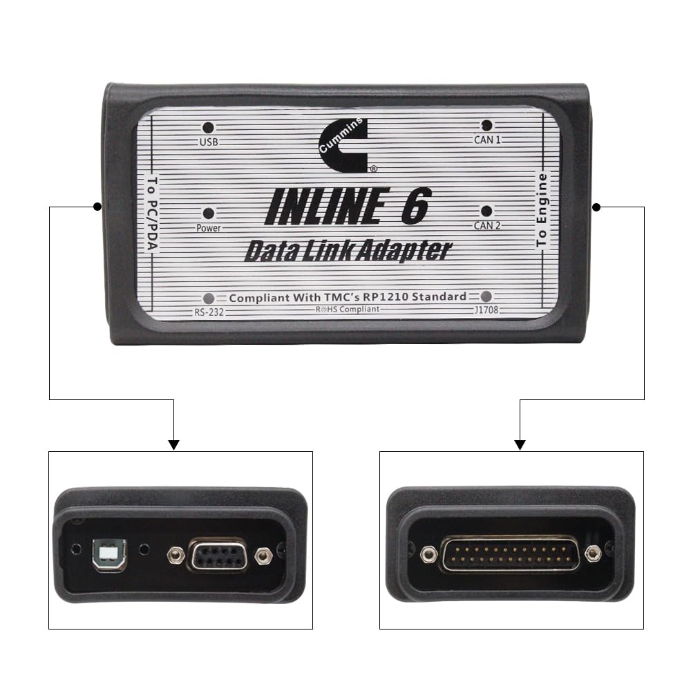 Washinglee Cummins 6 10 USB Data Cable for Inline Diagnostic Tool, for Heavy Duty Truck Diesel Engine, FT