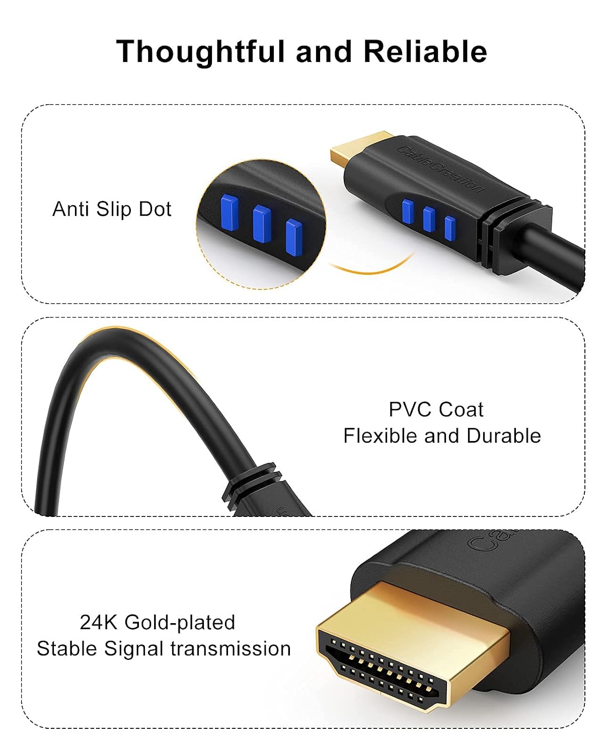 4K 270 4K@60HZ 3ft CableCreation HDMI Cable Right Angle Degree Upward - Supports Ultra HD for Gaming, Streaming