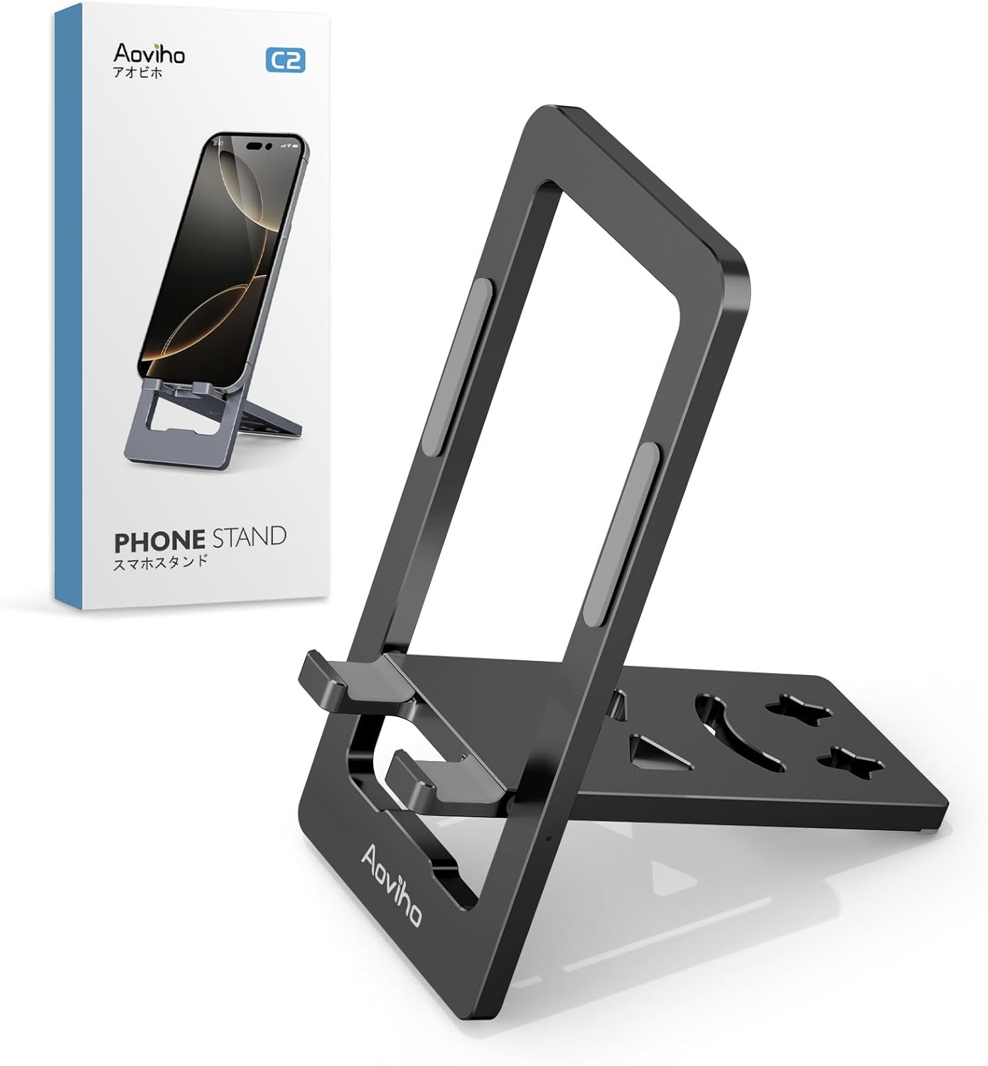 Aoviho 17 16 15 14 13 12 3.7"-7" Phone Stand for Desk, Ultra-Thin Foldable Aluminum Phone Holder, Portable Travel
