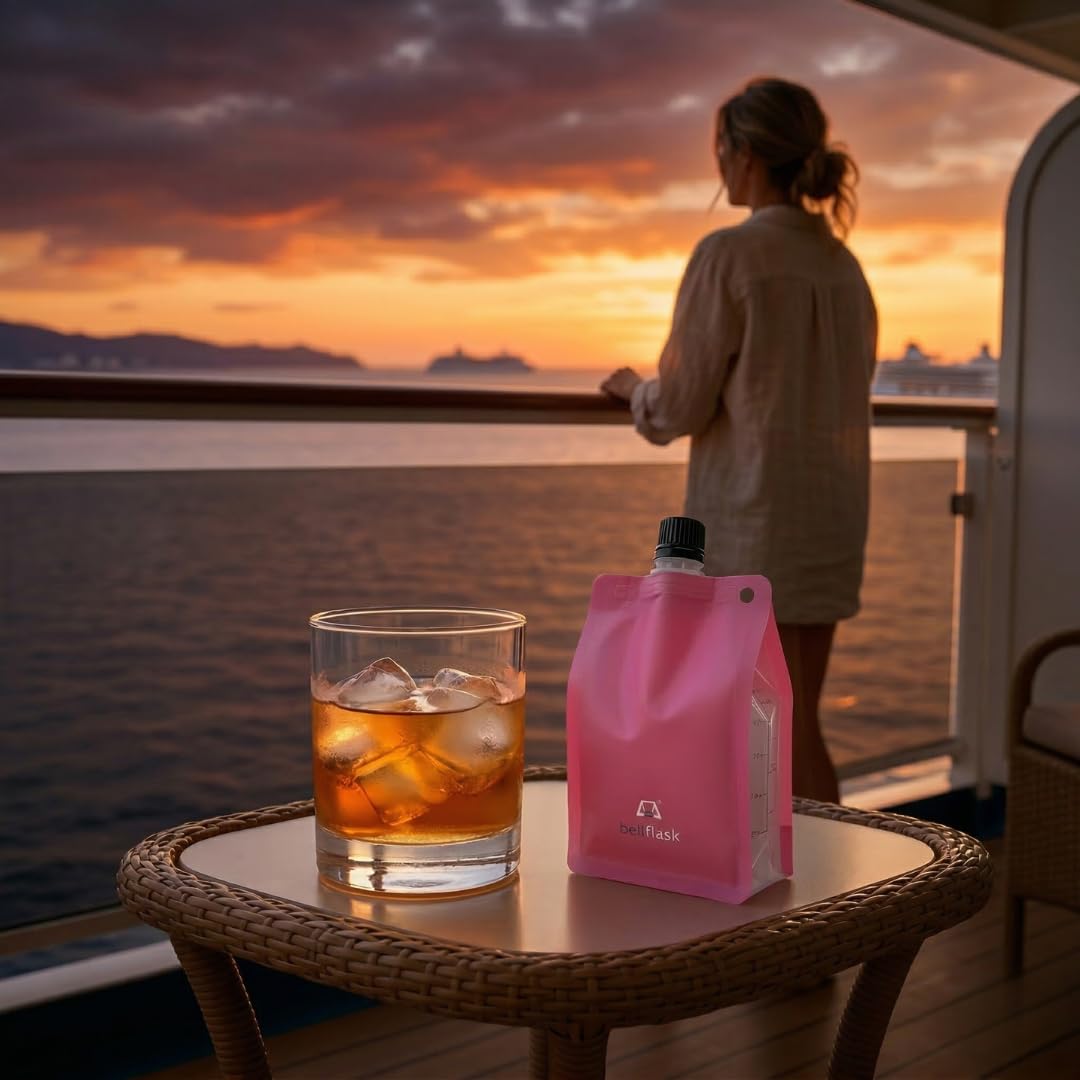 BellFlask - 15 oz. Plastic Flask, Patented, Flexible, Metal-Free, Reusuable, BPA-Free with Carabiner Clip and Filling Funnel