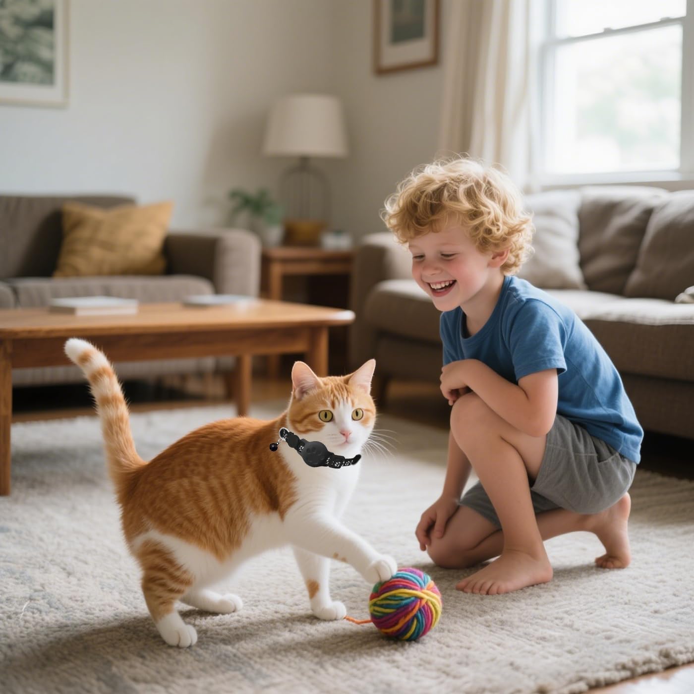 Waterproof GPS Collar for Cats - Pet Tracker Compatible with Google Find My (Android Only), No Monthly Fee. Advanced